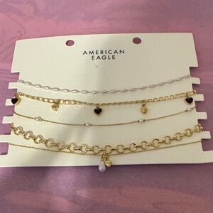 American Eagle Outfitters Gold and Black Necklace Set